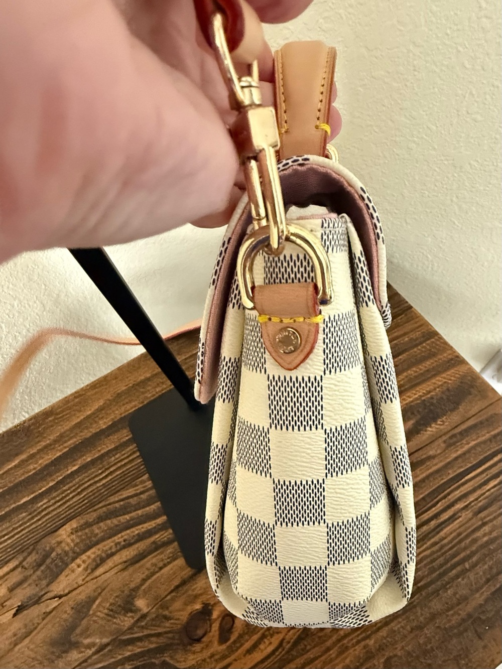 Chic L Damier Inspired Fashion Crossbody | Top Handle | Pink Interior | 1:1 - Picture 7 of 11